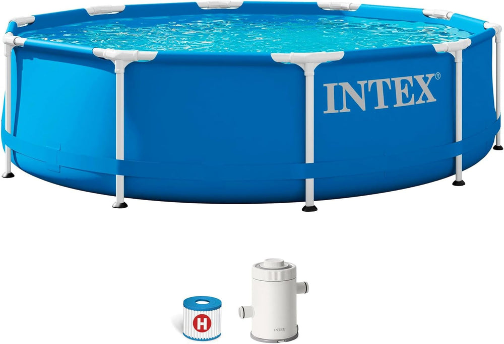 Piscină cu cadru metalic de 3 m x 76 cm cu pompă de filtrare, 4.485 litri, albastră, 305 x 76 cm, 28202UK