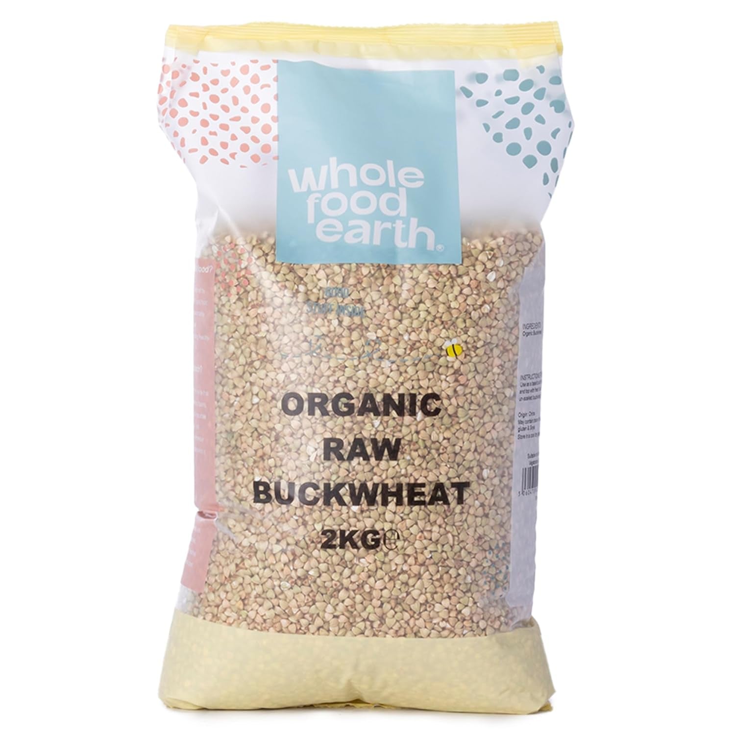 Hrișcă organică Wholefood Earth – 3 kg – fără OMG – vegană – bogată în fibre – certificată organic