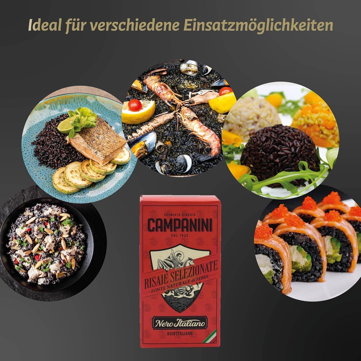 RISO NERO Orez Negru RISERA CAMPANINI 500g din Italia Orez Oriental
