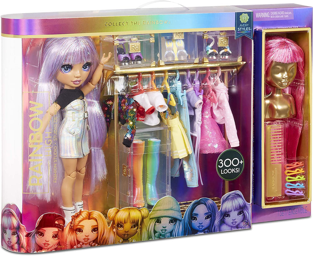 Rainbow High 571049 Fashion Studio - Păpușă exclusivă cu haine, accesorii și 2 peruci strălucitoare - Creează peste 300 de ținute!