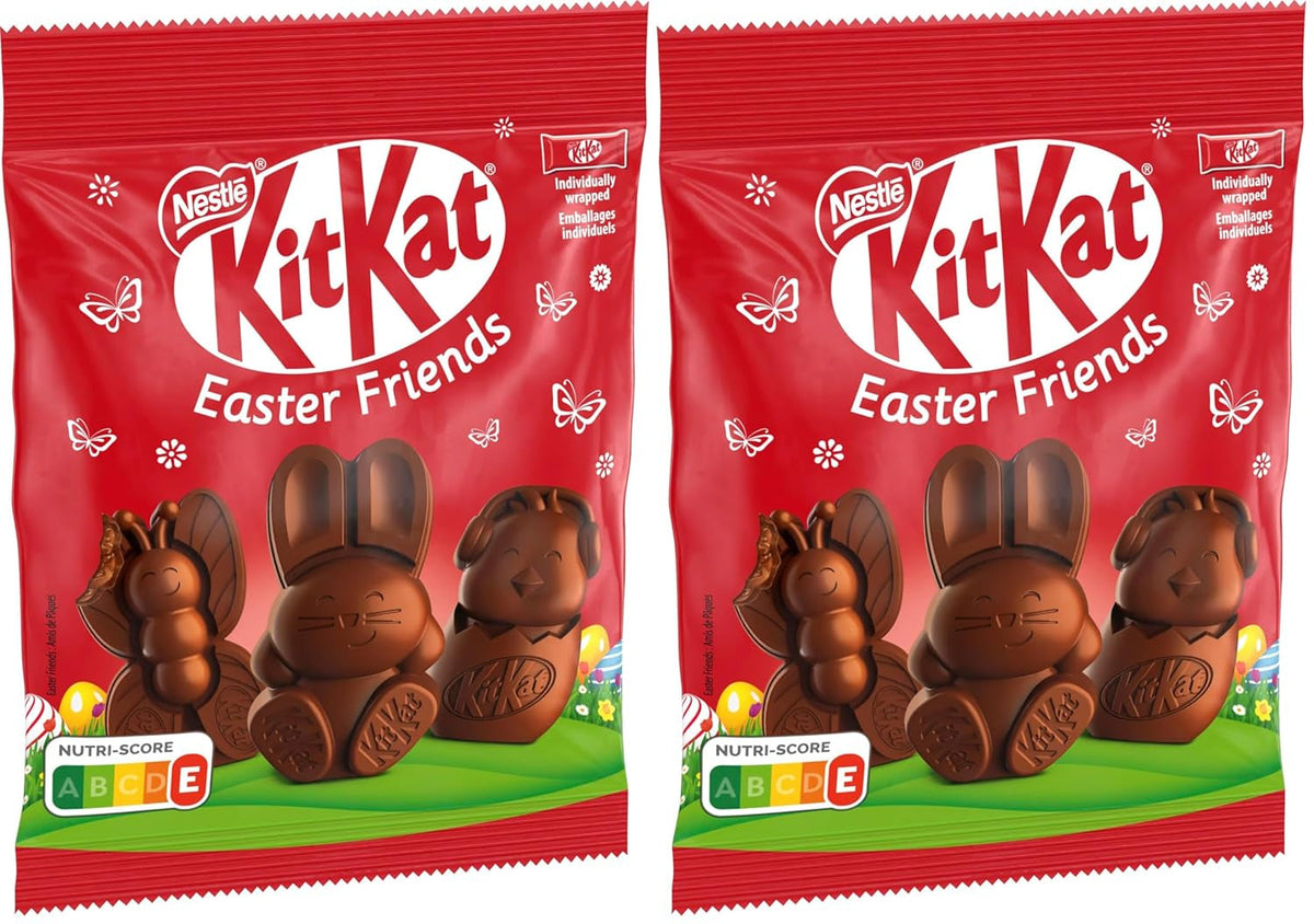 NESTLÉ Prietenii de Paște, mini figurine de Paște din ciocolată cu lapte cu bucățele crocante, pachet de 2 (1 x 65g)