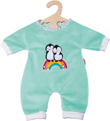 Heless 1181 - Strampler für Puppen im Pinguin Pünktchen Design, aus Softvelours mit hochwertiger Bestickung, Größe 28 - 35 cm