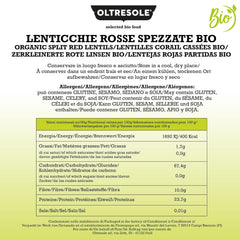 Linte roșie organică, crăpată, 5 kg, leguminoase organice decojite și crăpate, nu necesită înmuiere, sursă de proteine și fibre, pachet economic