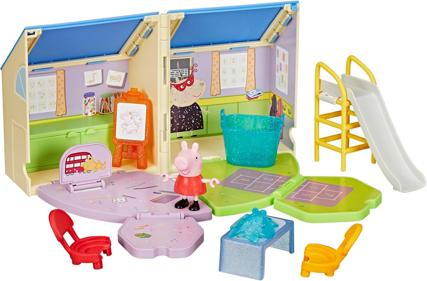 Peppa Pig Grunz und Kuschel Evie interaktive Babypuppe, 28 cm große Puppe für Mädchen mit 20 Geräuschen und vielen Funktionen, Spielzeug-Set für Kinder ab 3 Jahren