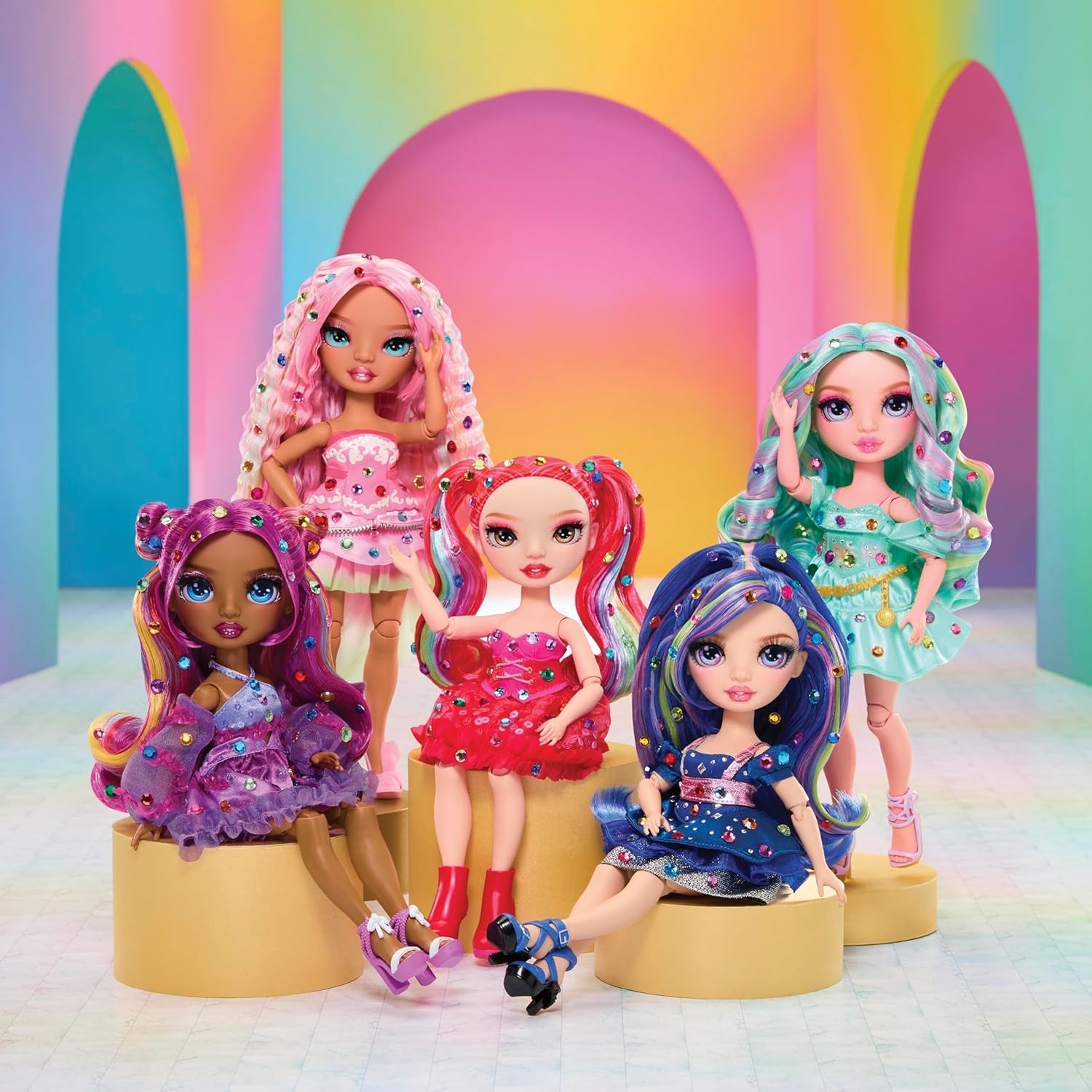 Rainbow High Be Dazzling – Adeline Rose – Rosa 28 cm Modepuppe mit Verzierungswerkzeug, Funkelnden Schmucksteinen und Styling-Accessoires