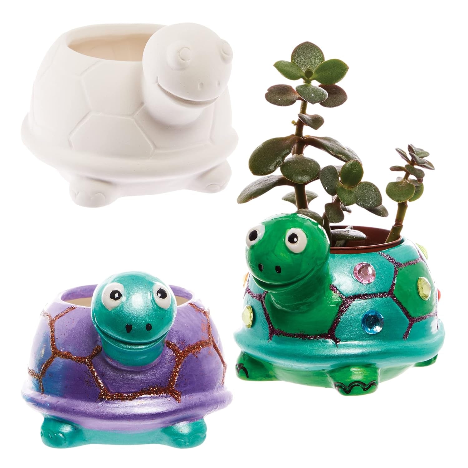 Ghivece ceramice Baker Ross FX594 Turtle - Pachet de 2, Pictează-ți propriul ghiveci
