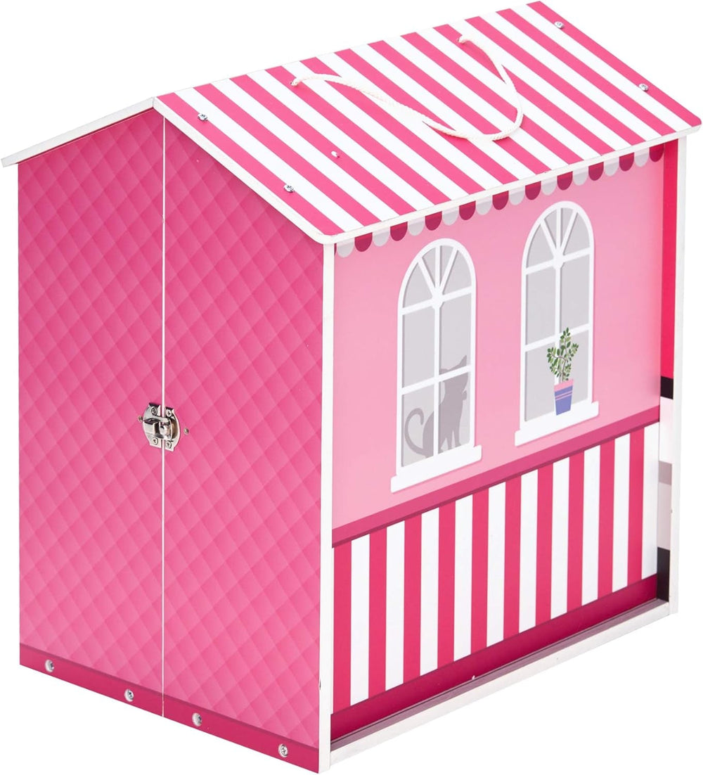 Teamson Kids - Casă de păpuși Dreamland City Café 30 cm - Roz/Alb/Negru