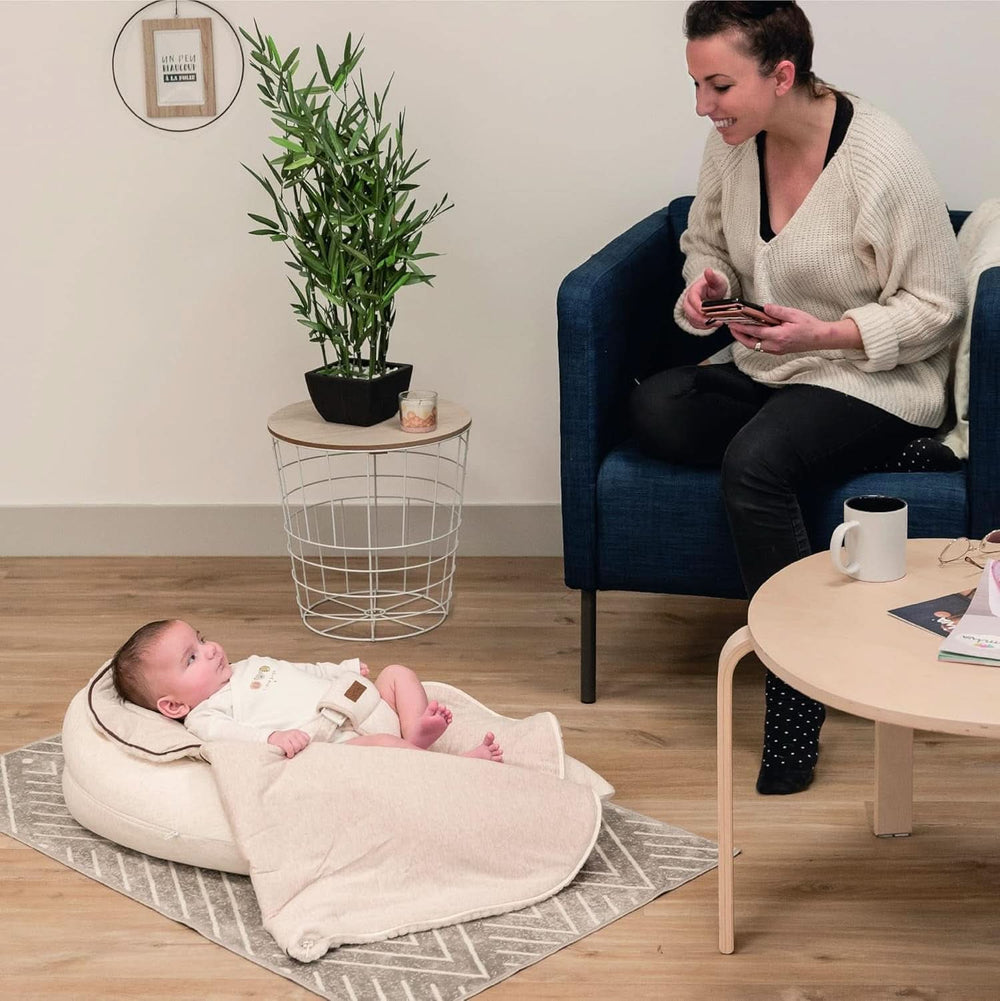 Pernă de alăptare multifuncțională, 4 în 1, Soft Nova, bej, pernă unică: 202 cm, fotoliu, 40 X 75 X 22 cm Accesorii Hrana si Alaptare Bebe Naty Shop