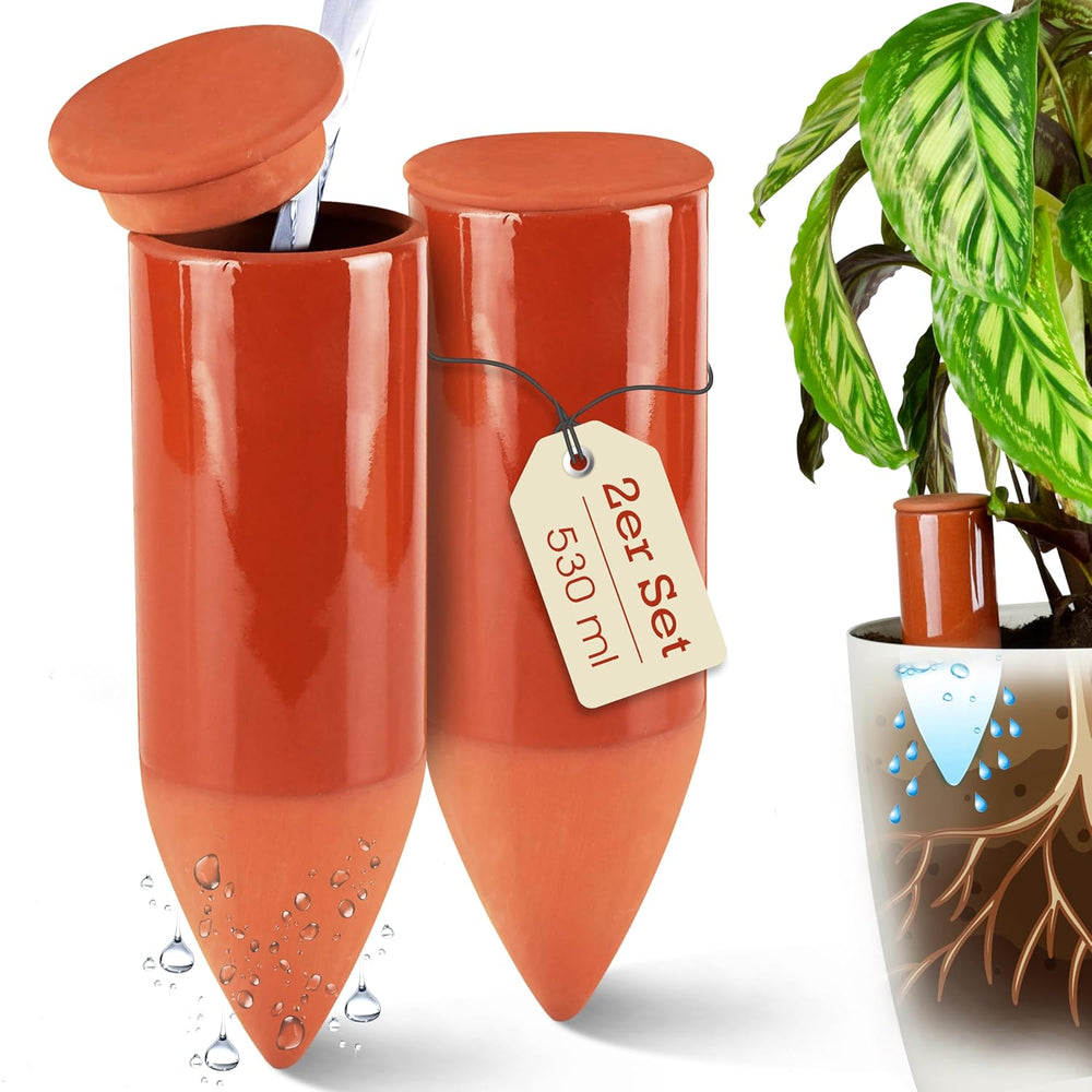 Terracotta Gießhilfe (3X 330 Ml) Handgefertigt Für Bewässerung Zimmerpflanzen | Wasserstandsanzeiger Pflanzen | Watering Can | Gießkanne Zimmerpflanzen