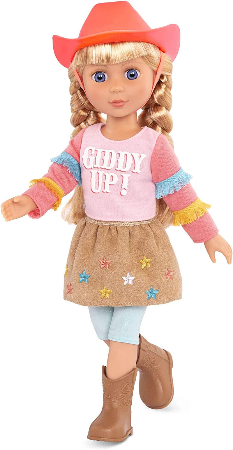 Glitter Girls - Cicely - 36 cm Geburtstagspuppe - Regenbogen Herz Kleid, Geburtstag Hut, Kuchen, Ballon - Poseable Arme & Beine - Rote Haare und grüne Augen - 3 Jahre +