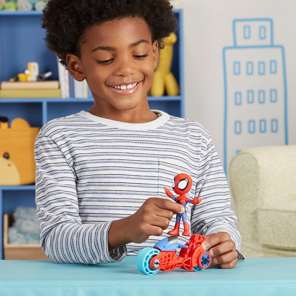 SPIDEY and HIS AMAZING FRIENDS Marvel Spidey figura cu motocicleta, jucărie pentru băieți și fete cu vârsta de 3 ani și peste Action figures Naty Shop
