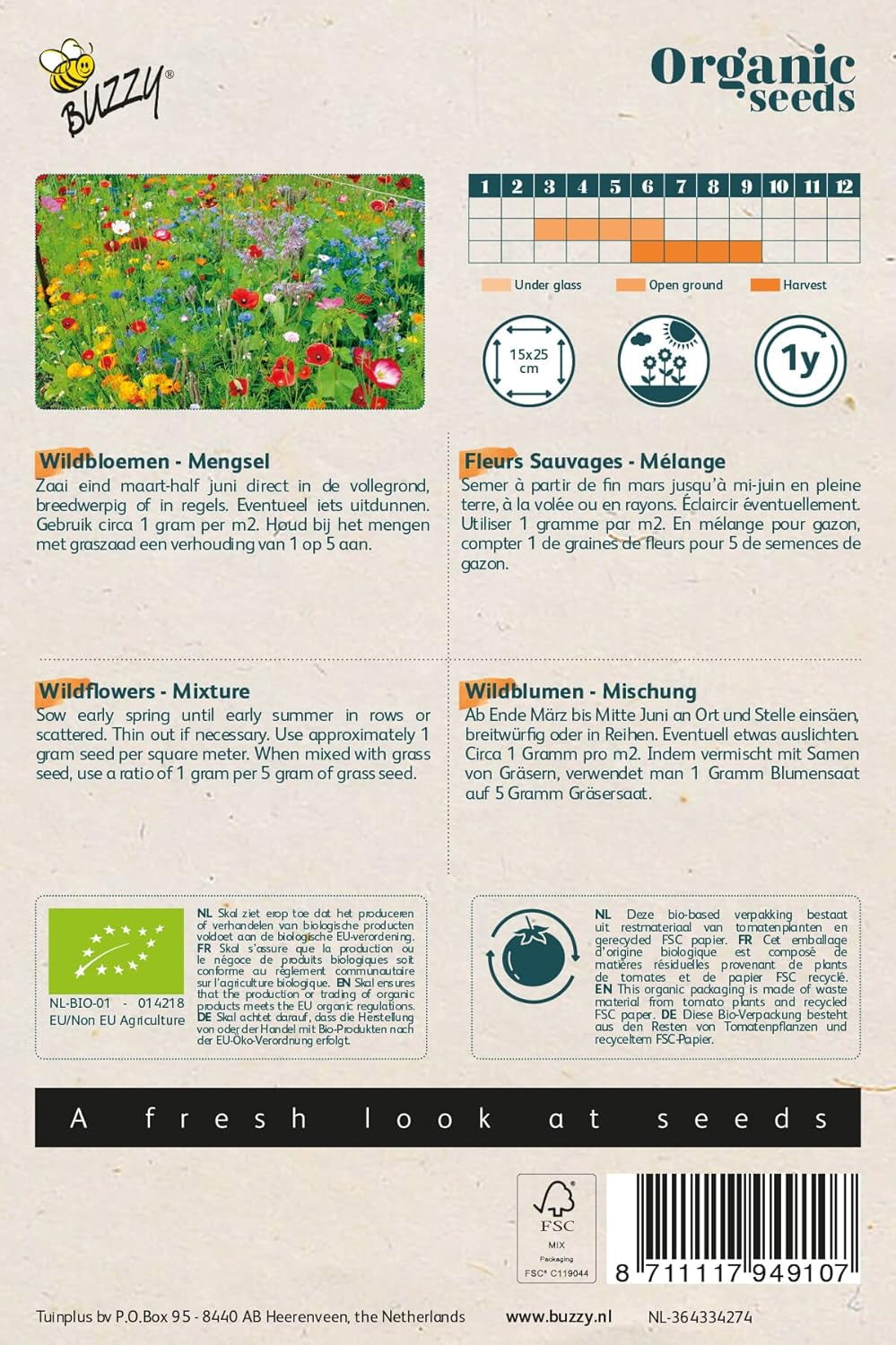 Amestec de flori sălbatice organice Buzzy (Organic)