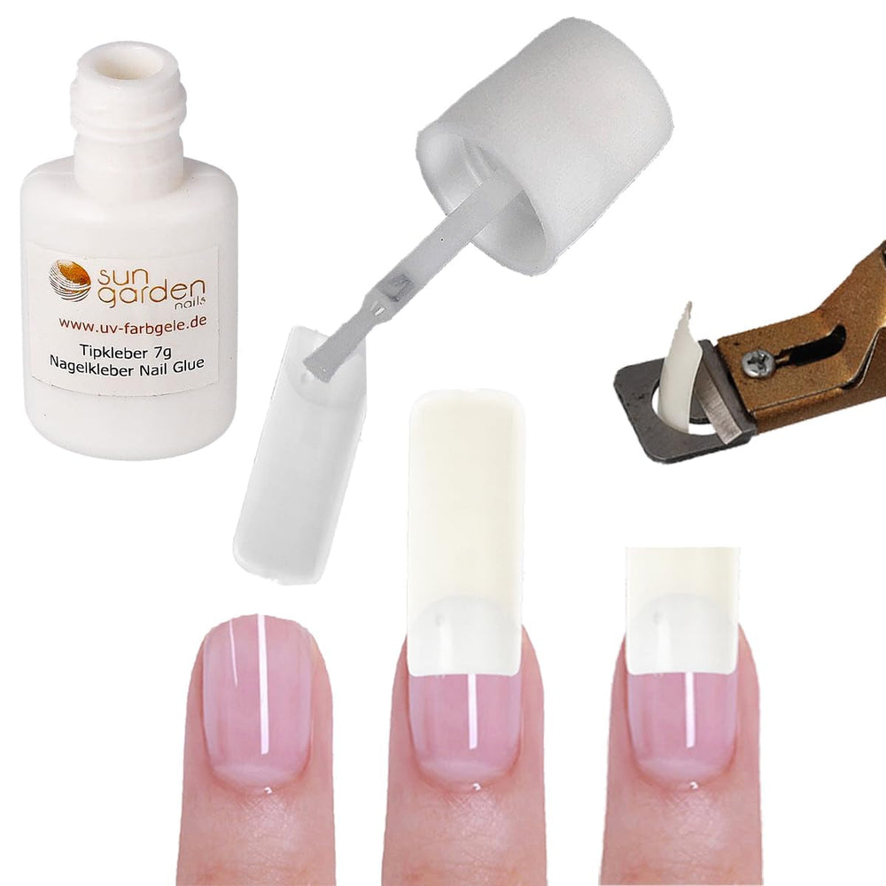 Gel transparent Sun Garden Nails monofazic 30ml + cutie cu 100 vârfuri + lipici pentru vârfuri 7ml