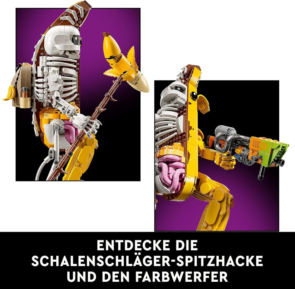 LEGO Fortnite Knochen-Schali - Gamer Modellbau -Bauset für Erwachsene - Schalenschläger Spitzhacke, Farbwerfer, Bananenrucksack - Gaming Deko - DIY Set - Gaming Geschenk für Erwachsene & Fans - 77072