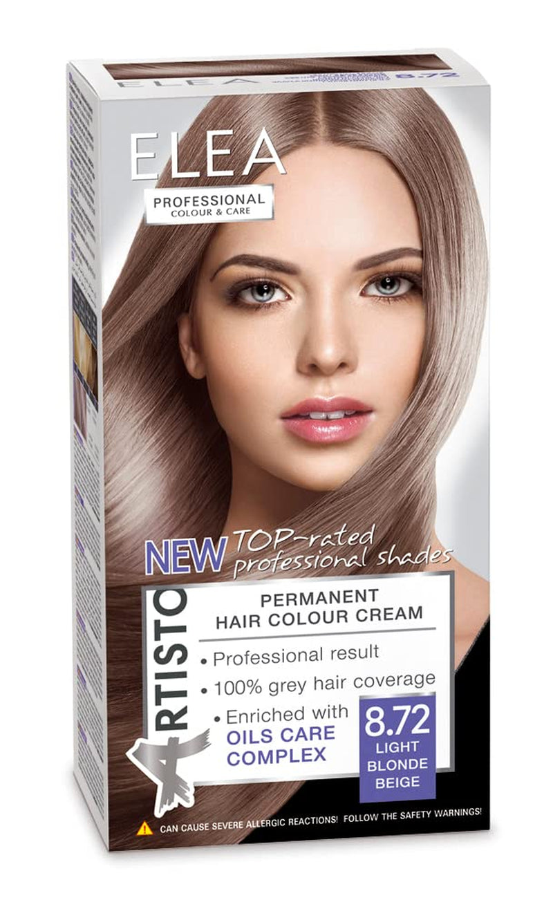 Culoarea permanentă a părului Color & Care 120ml, rezultat profesional, acoperirea părului gri, îmbogățită cu complexe de îngrijire a uleiurilor-Culoarea părului de lungă durată (10.1 Super blond deschis cenușă) Vopsea pentru par Naty Shop 8.72 Bej blond deschis