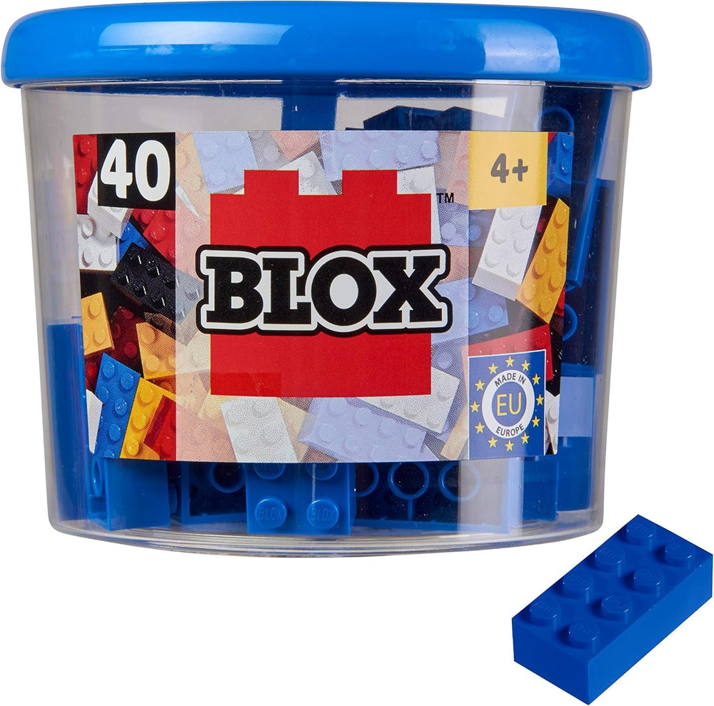 Simba 104118875 - Blox, 40 rote Klemmbausteine für Kinder ab 3 Jahren, 8er Steine, inklusive Dose, hohe Qualität, vollkompatibel mit vielen Anderen Herstellern