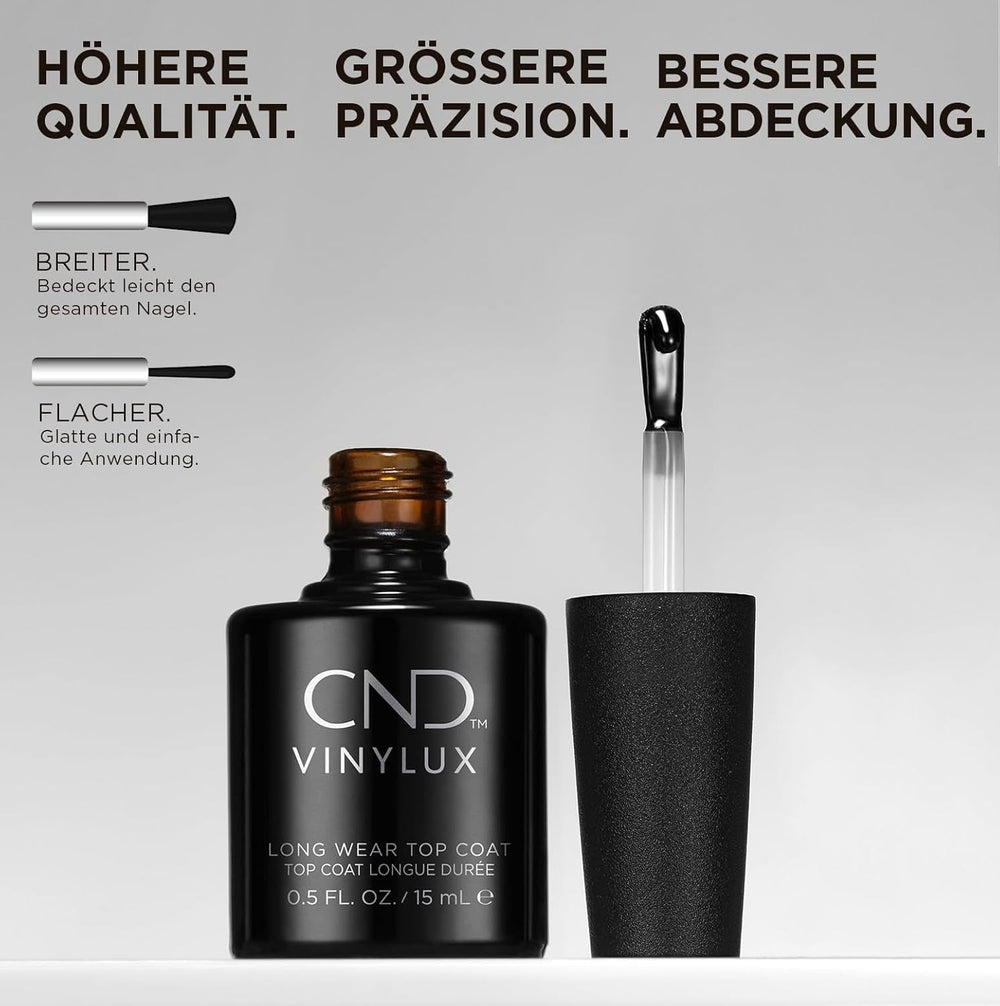 CND Vinylux - Top Coat pentru ojă, aplicare ușoară, rezistă peste o săptămână, formulă cu uscare rapidă, ușor de îndepărtat, protejează ojă, strălucire suplimentară, 15 ml