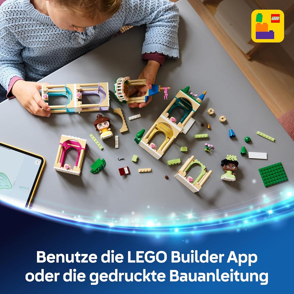LEGO ǀ Disney Princess Die Mini-Prinzessinnen Belle und Tiana mit ihrem Schloss - Spielzeug mit 2 Minipuppen und Zubehör - DIY Deko - Geschenk für Mädchen ab 5 Jahren und Disney Fans - 43291