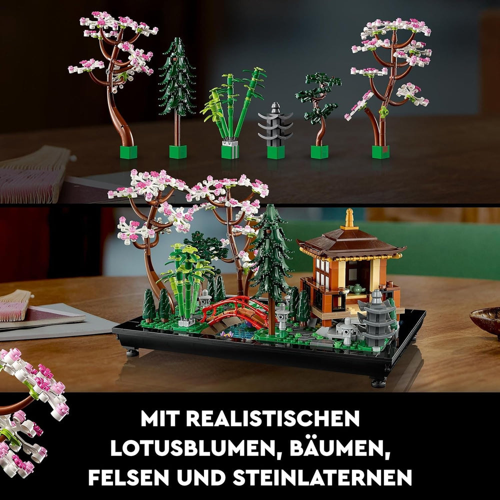 LEGO Icons Garten der Stille - Modell zum Bauen und Ausstellen - Japanische Oase mit Pavillon, Brücke, Koi-Karpfen, Lotusblumen, Bäumen - DIY Deko - Geschenk für Frauen und Männer - 10315