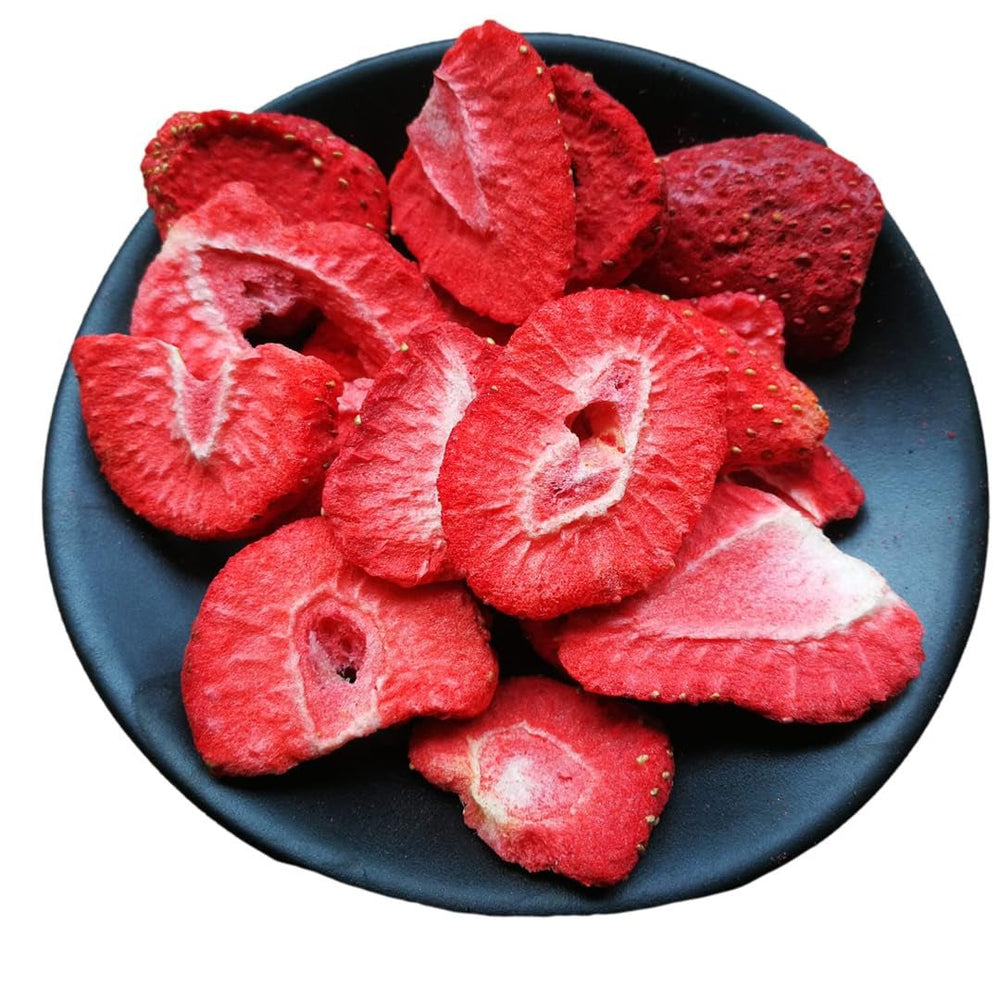 '- 150 g căpșuni liofilizate 100% naturale și pure - Căpșuni uscate în felii - Fructe uscate liofilizate fără adaos de zahăr - Cipsuri de căpșuni neîndulcite Produse deshidratate Naty Shop 150 G Căpșuni