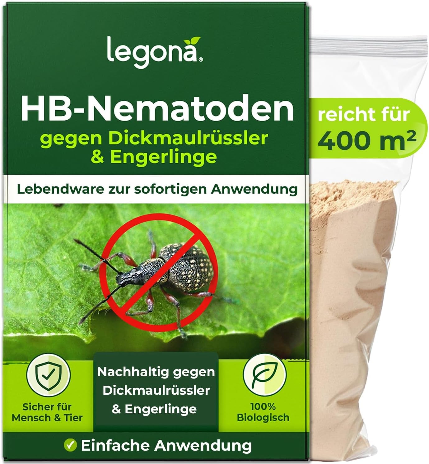 Legona Sc-Nematoden Zur Bekämpfung Von Maulwurfsgrillen - 50 Mio. Für 100M² / 250L Blumenerde/Bio Schädlingsfrei Gießmittel Für Rasen Und Beet