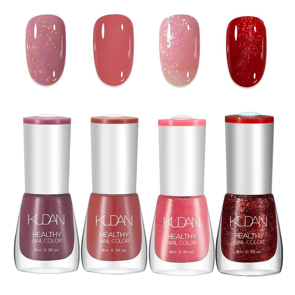 Set de ojă cu 4 piese - Oja pe bază de apă cu uscare rapidă și durabilă - Oja pentru design unghii DIY (set de 4 piese, stil nud, normal)