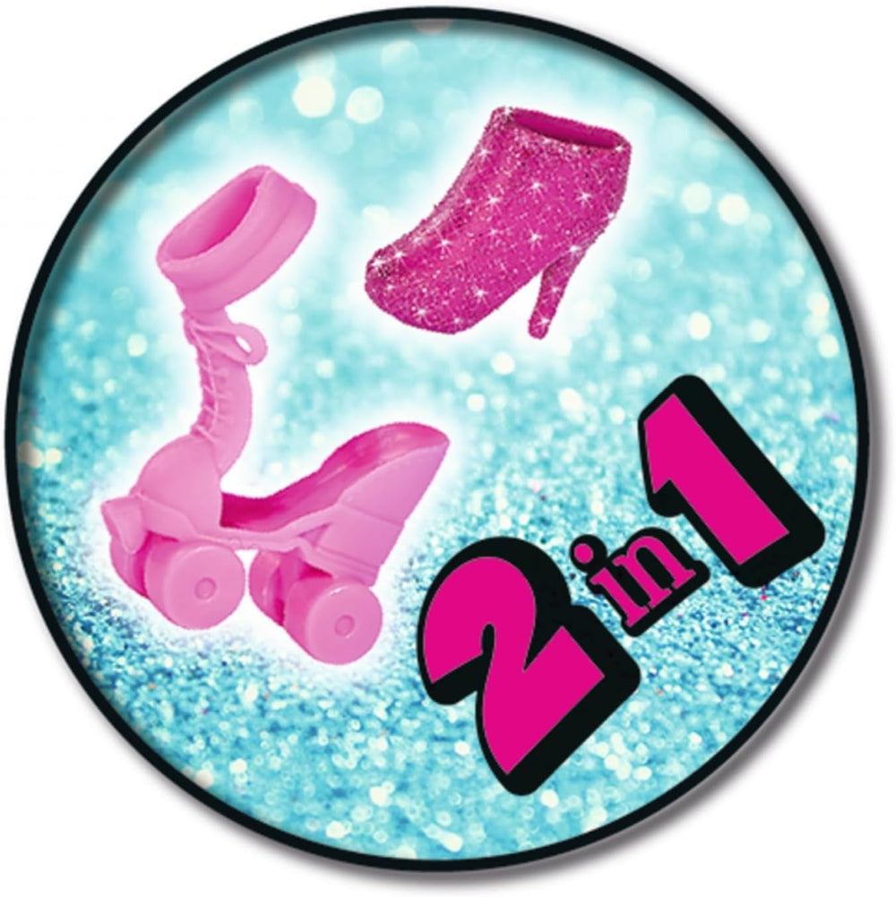 Simba 105733268 - Steffi Love Glitter Skates, Spielpuppe in glitzerndem Rollerskateoutfit, Schoner und Helm, 2in1 Rollschuhe Werden zu High Heels, 29cm, ab 3 Jahre