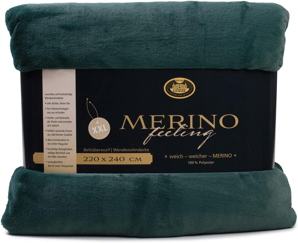 Gözze - Pătură confortabilă, Reversibilă, Densitate mare 600 G/M², 150 X 200 Cm - Verde închis Paturi si Cuverturi Besuche den GÃ¶zze-Store Verde închis 220 X 240 Cm