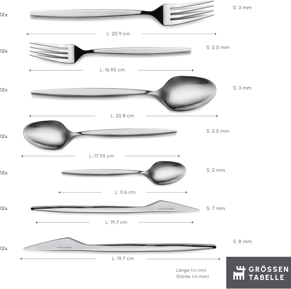 Set de tacâmuri Karaca Thor 84 piese cu cutie, oțel inoxidabil în cutie elegantă Bucatarie Naty Shop