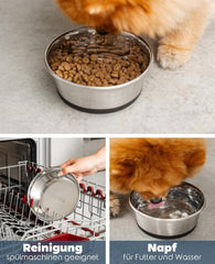 Bol pentru animale de companie Lionto din oțel inoxidabil, 600 ml, bol pentru câini sigur pentru alimente cu bază din silicon antiderapantă, bol cu apă rezistent la rugină pentru câini și pisici, lavabil în mașina de spălat vase