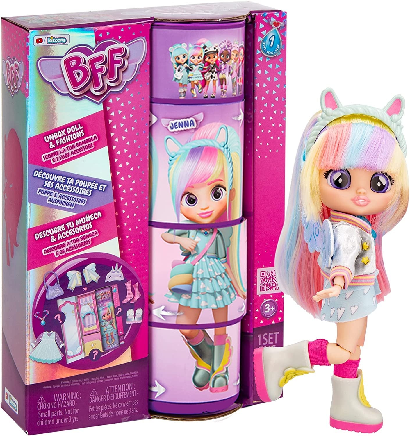 S2 Hannah Modepuppe mit Langen Haaren, Stoffkleidung und 10 Accessoires – Spielzeuggeschenk für Mädchen und Jungen + 5 Jahre
