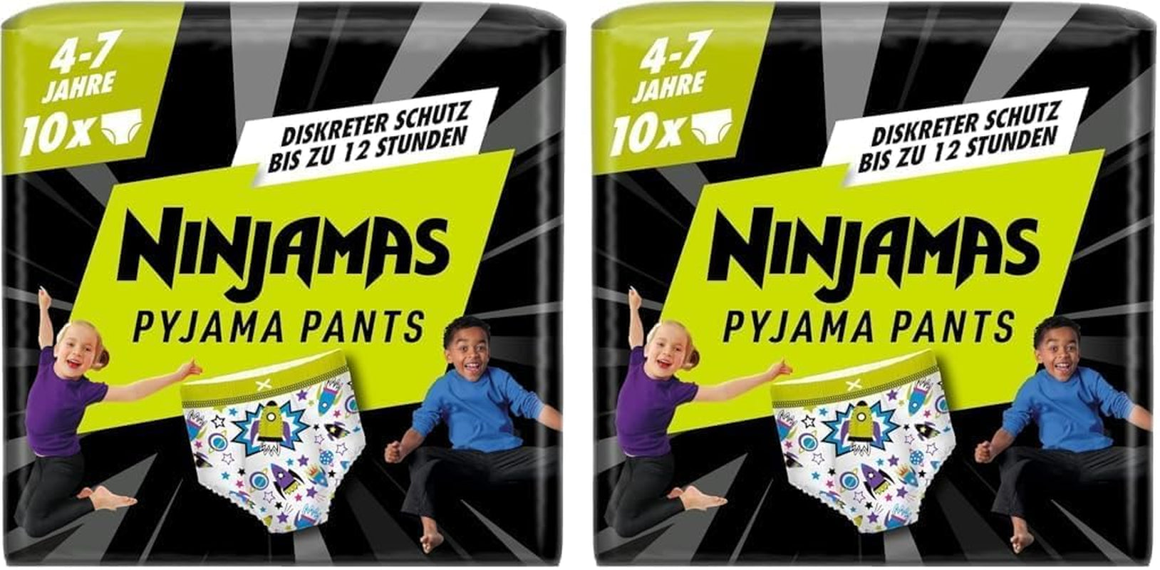Pantaloni de pijama Spaceship, 10 pantaloni absorbanți de noapte, 7 ani, 17kg-30kg, protecție împotriva scurgerilor pentru întreaga noapte