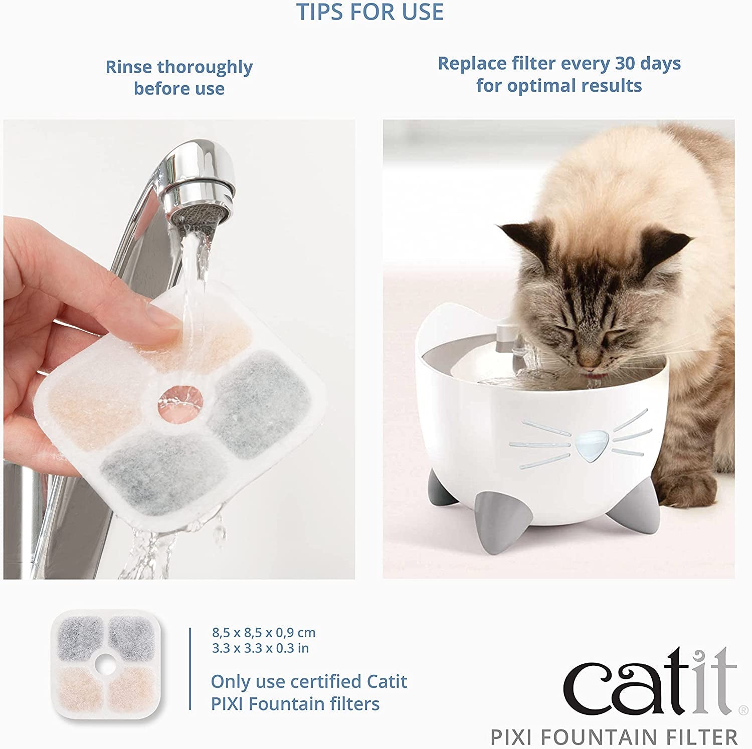 Catit 43722 Pixi Filtru de schimb, filtru pentru fântâna de băut Catit Pixi, pachet de 6, alb