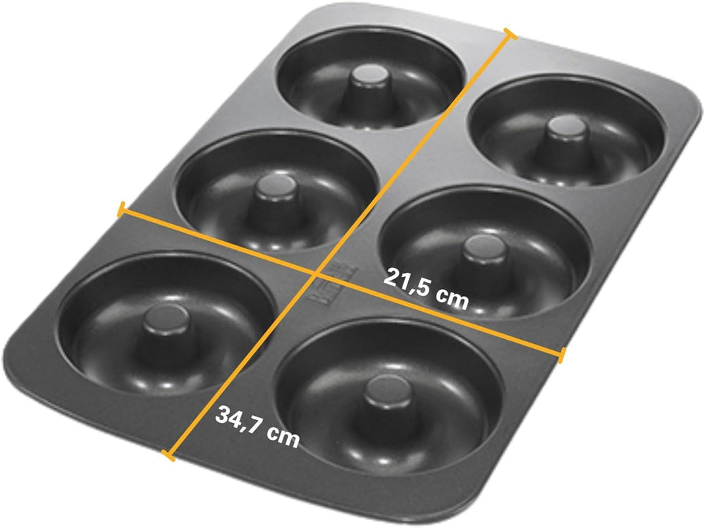 Birkmann, Easy Baking, Donutblech, Backform Für 6 Donuts, Mit Hochwertiger Antihaftbeschichtung, Ø 9 Cm, Mit Rezept, 881631 Matrite si tavi pentru copt Naty Shop