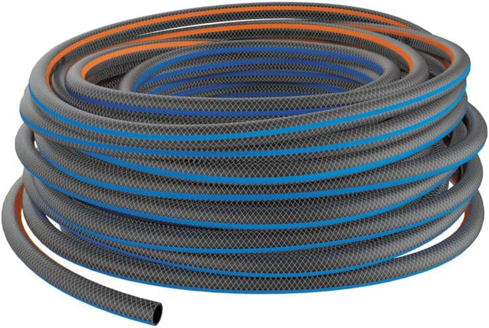 Furtun de apă Fiskars L, protecție UV, testat la presiune, nivel de rigiditate torsională 4 (din 5), 30 m, Ø 1,3 cm (1/2"), 4,2 kg, Negru/Portocaliu/Albastru, 1027105