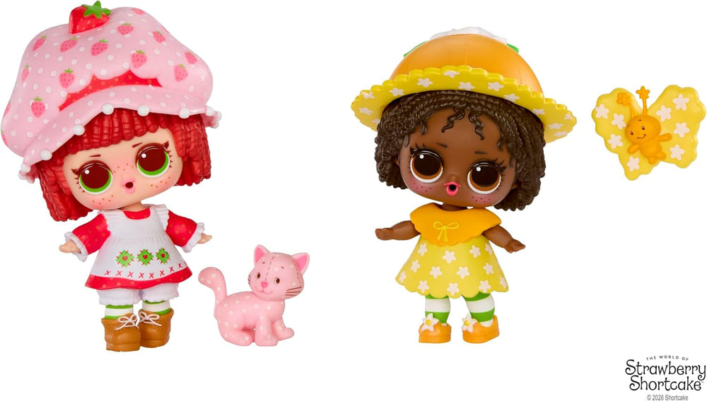 LOL Surprise! Loves Strawberry Shortcake Tots – Păpuși parfumate de colecție cu 7 surprize, animal de companie, modă, pantofi, pălărie, set de joacă cu căsuță convertibilă în formă de căpșuni, vârste 4+