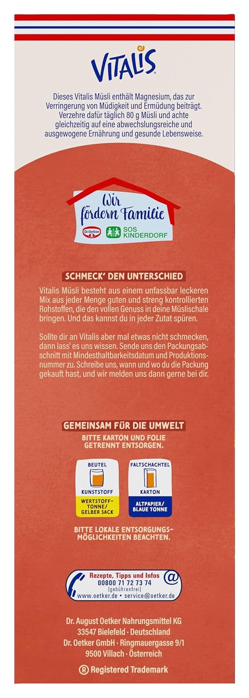 Dr. Oetker Vitalis Crunchy Flakes: Musli crocant cu fulgi de porumb și bucăți de migdale, pachet de 5 (5 x 600g)