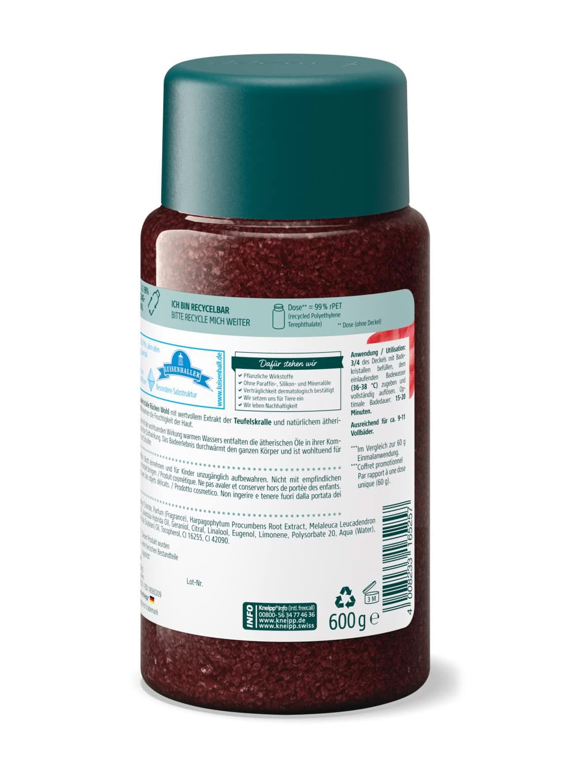 Kneipp, săruri de baie cu extract de gheara diavolului - sare naturală din salina Luisenhall și uleiuri esențiale de Lavandă și Cajeput pentru gât și umăr - 600G Duș și baie Naty Shop