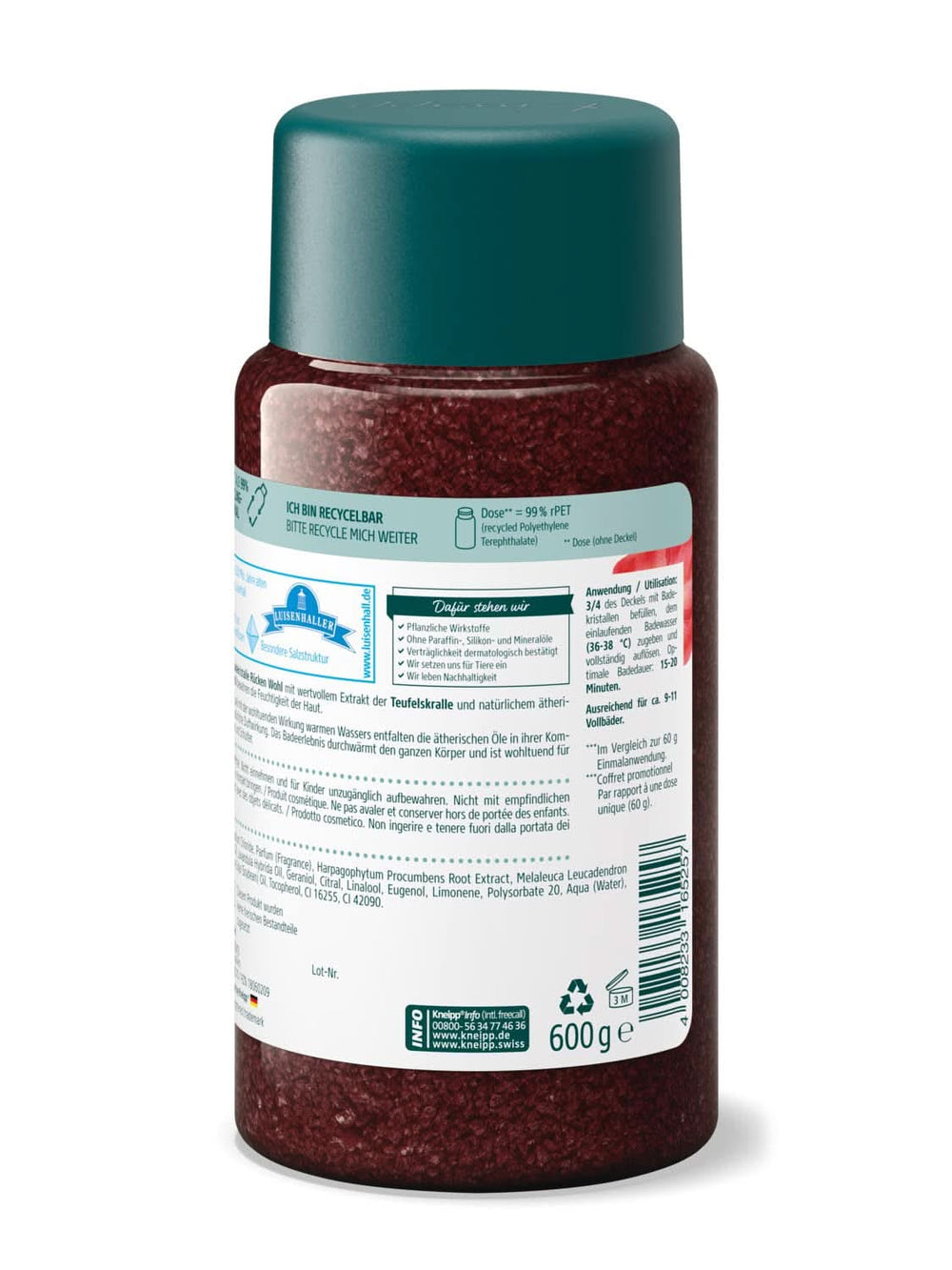 Kneipp, săruri de baie cu extract de gheara diavolului - sare naturală din salina Luisenhall și uleiuri esențiale de Lavandă și Cajeput pentru gât și umăr - 600G Duș și baie Naty Shop