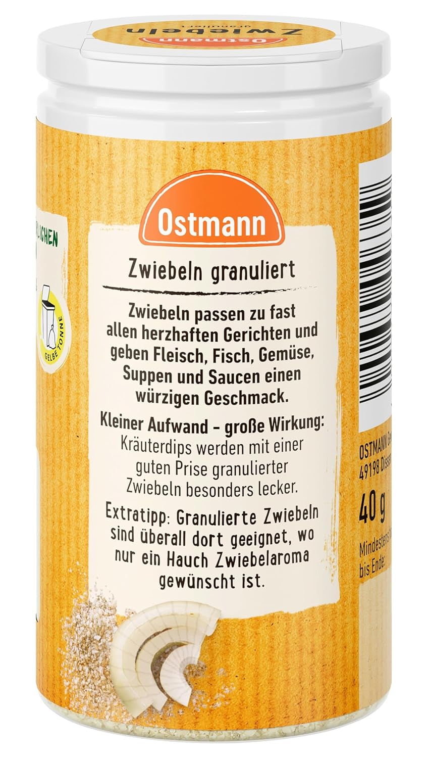 Ostmann Gewürze - Zwiebeln granuliert | Zwiebelpulver zum Würzen herzhafter Gerichte | 40 g in recyclebarer Dose