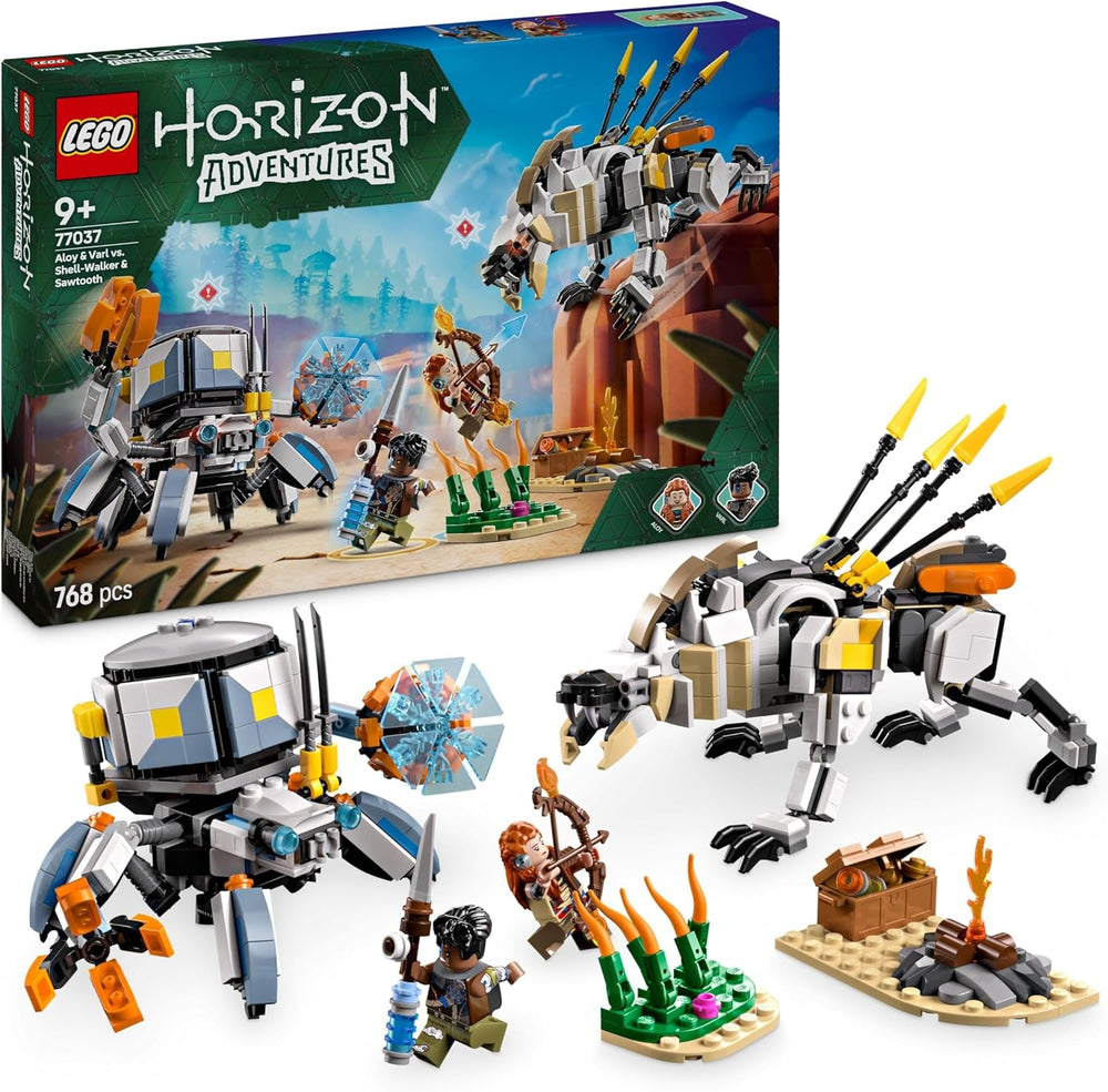 LEGO Horizon Adventures Aloy und Varl vs. Panzerwanderer und Sägezahn, Spielzeug mit Monstermaschinen und Minifiguren, Spielset zum Sammeln für Fans vom Videospiel, Jungen & Mädchen ab 9 Jahren 77037