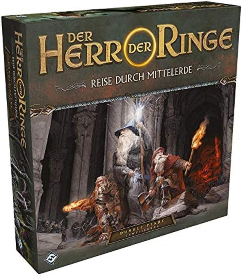 Fantasy Flight Games, Stăpânul Inelelor: Călătorii în Pământul de Mijloc, Set de bază, Joc pentru experți, Dungeon Crawler, 1-5 jucători, Vârste 14+, 60+ minute, Germană, Multicolor.
