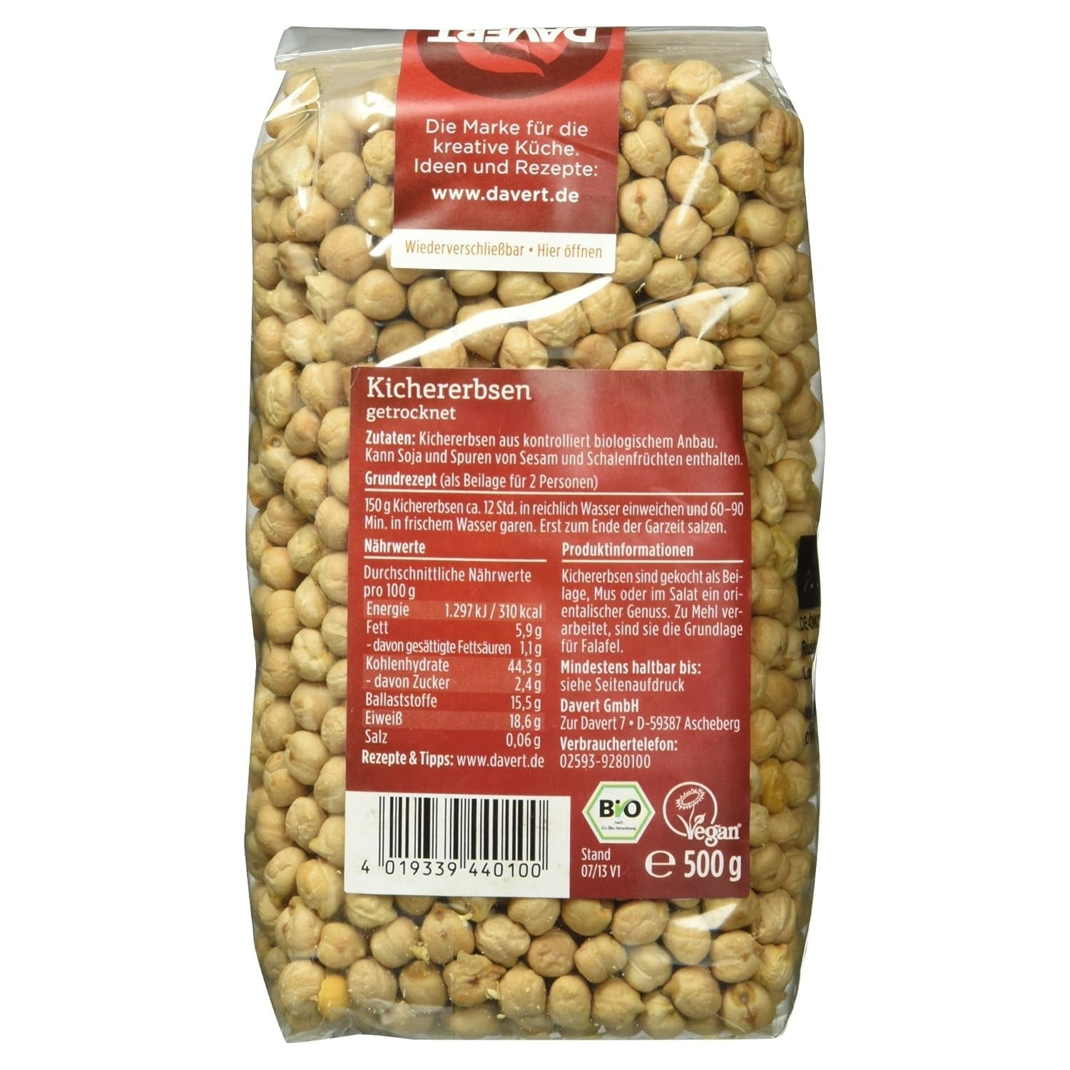 Năut Davert Bio, 500 g