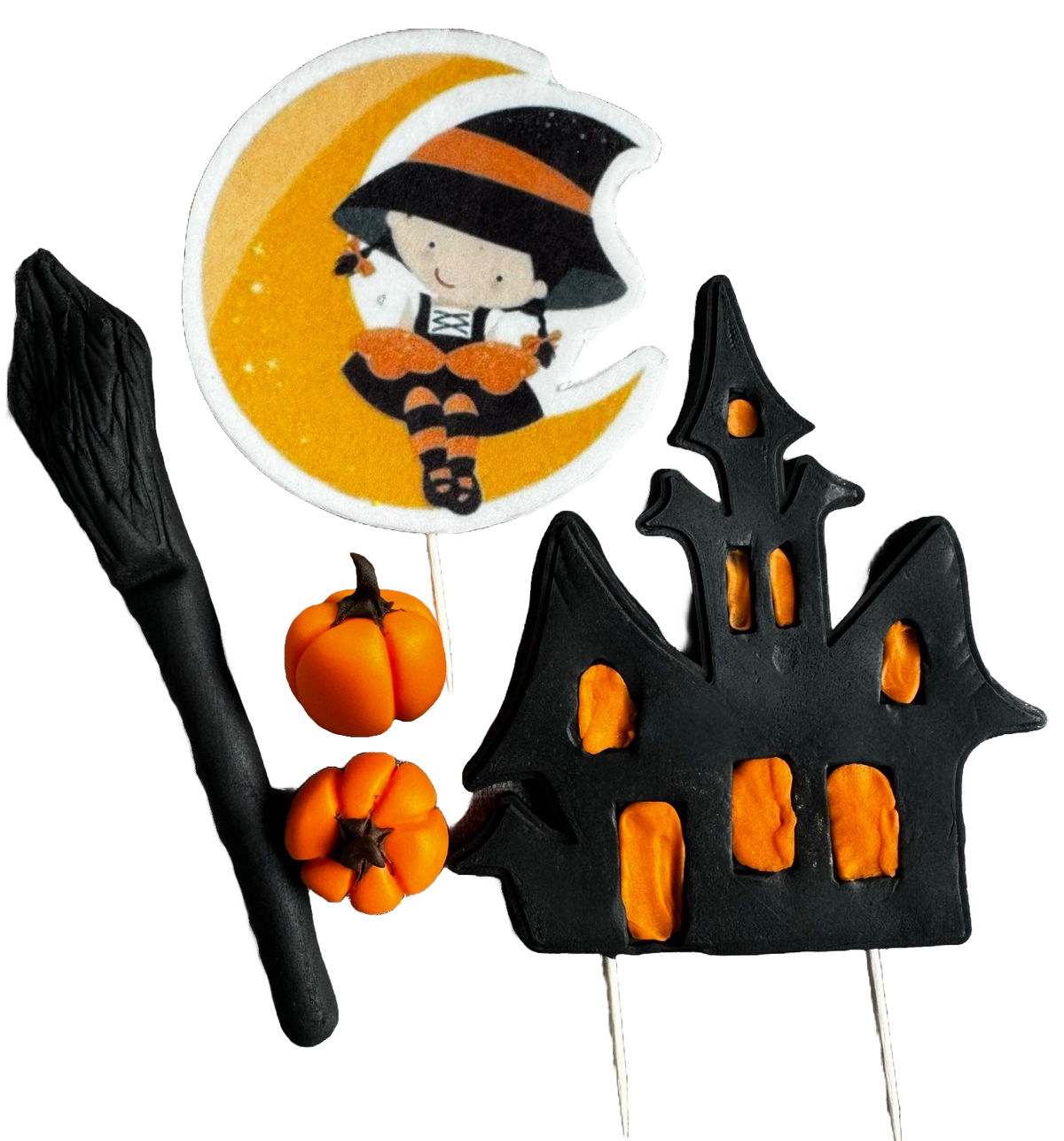 Set 5 decoratiuni comestibile din pasta de zahar, Halloween Decoratiuni din Pasta de Zahar Naty Shop
