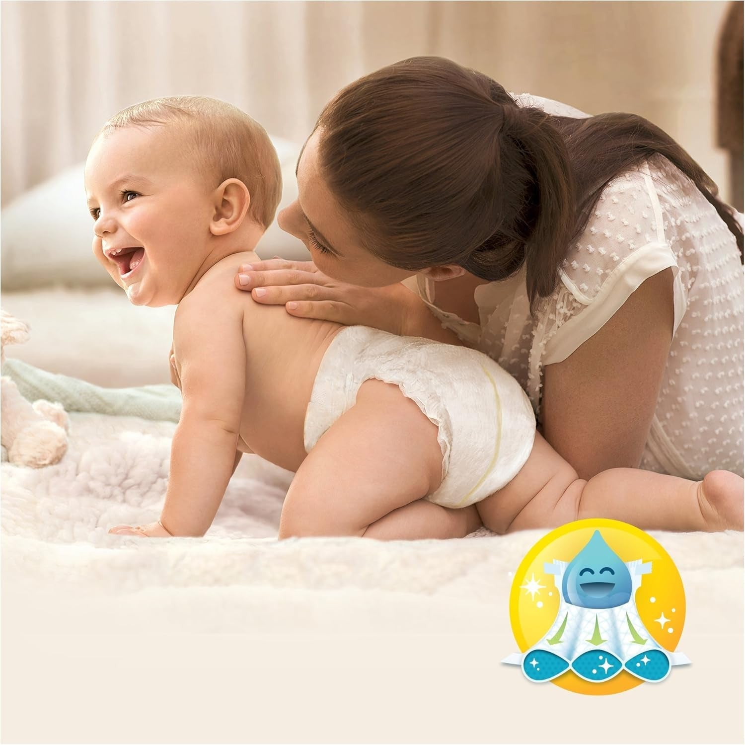 Scutece Pampers Premium Protection pentru bebeluși noi, pachet Jumbo, mărimea 1, 72 bucăți