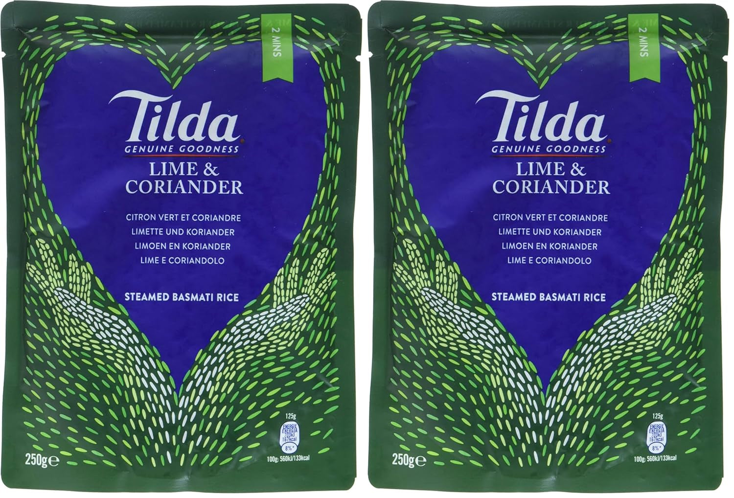 Orez TILDA Basmati gătit la aburi cu lime și coriandru pentru cuptorul cu microunde, 250 g