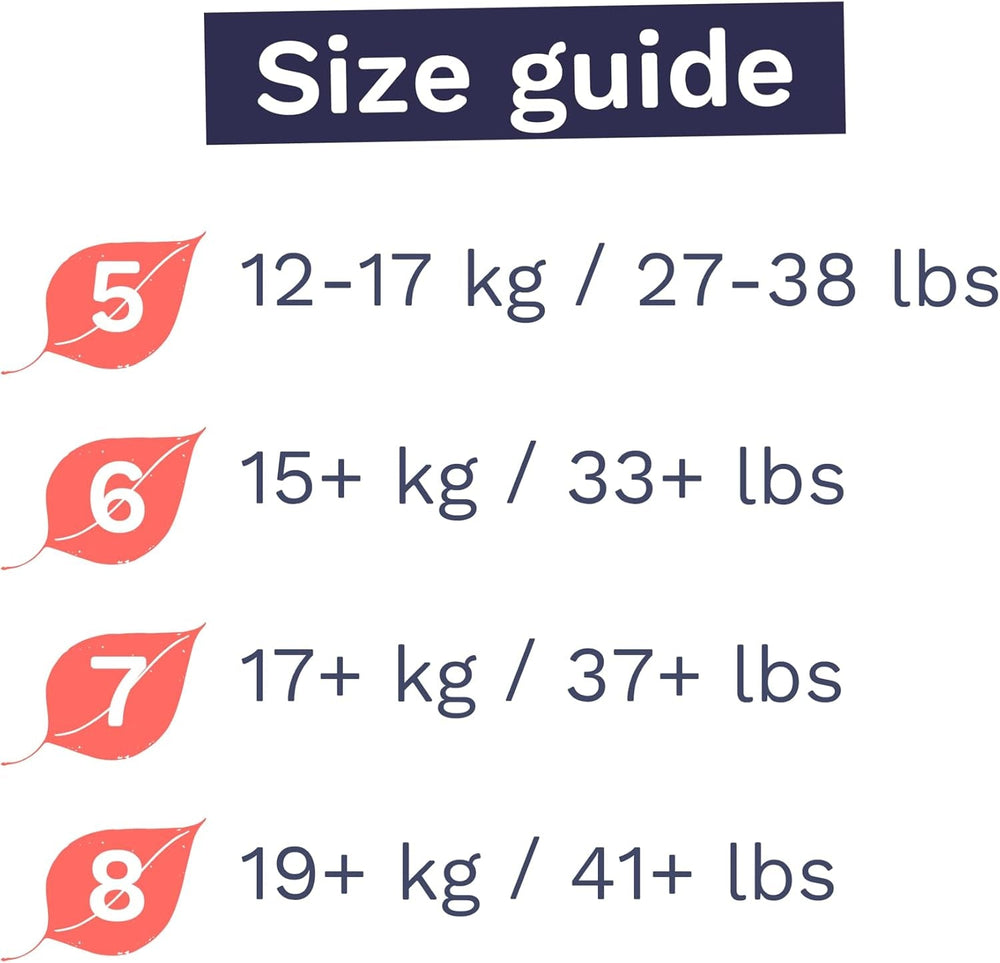 Chiloți ecologici, mărimea 7 (17 kg+), 16 bucăți, lenjerie intimă de unică folosință pentru piele sensibilă și alergică, fără parfum, extragere laterală