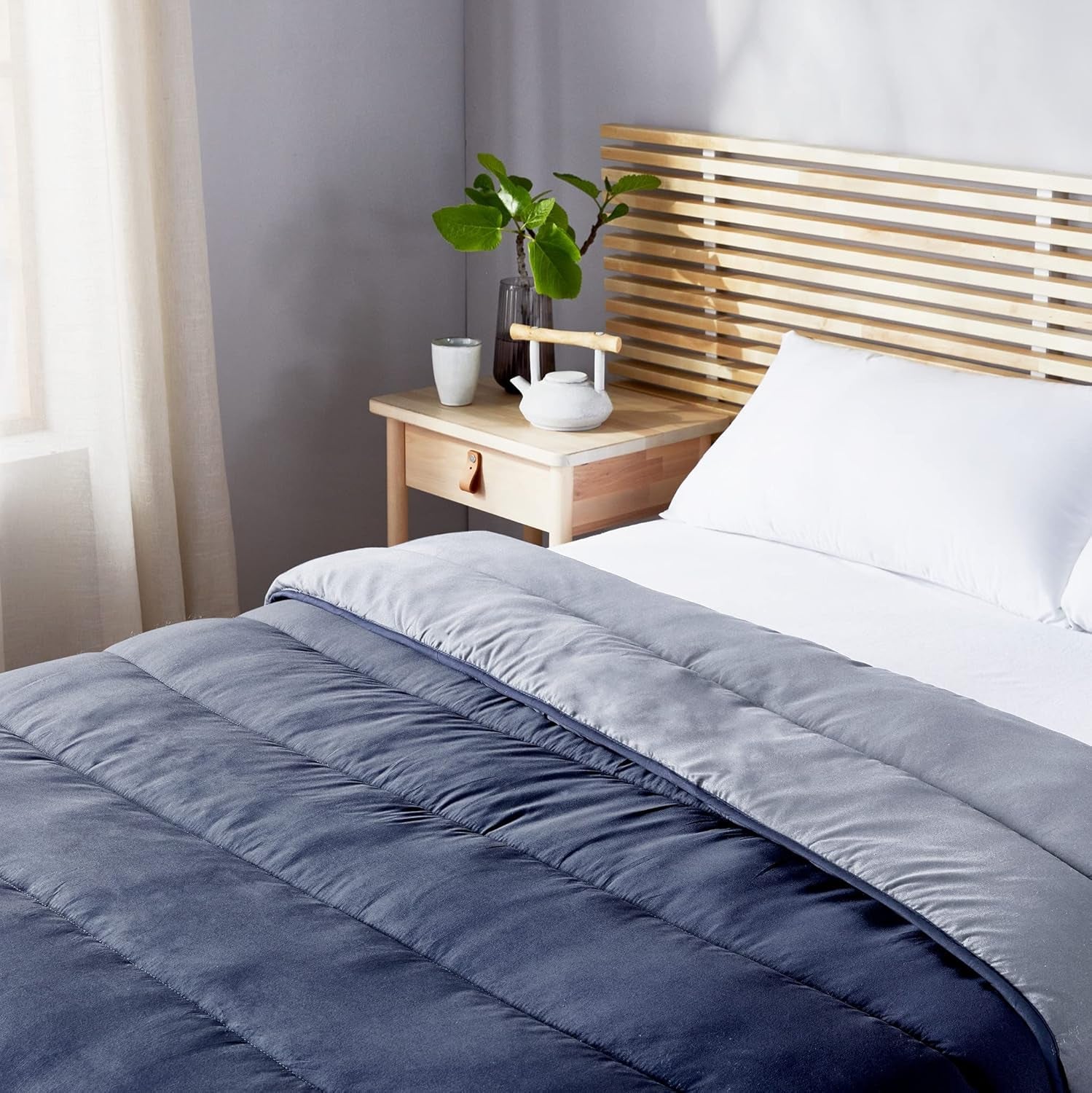Pikolin Home - Plapumă reversibilă 300 G - Umplutură nordică bicoloră - Pentru pat 150 - Cosy, cald, respirabil, galben muștar, 240 X 220 Cm Plapumi si pilote Naty Shop