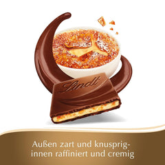 Baton Crème Brûlée Lindt Chocolate Creation | Umplutură Crème Brûlée cu caramel crocant, acoperită cu cea mai fină ciocolată cu lapte | Baton de ciocolată | Cadou de ciocolată, 150g