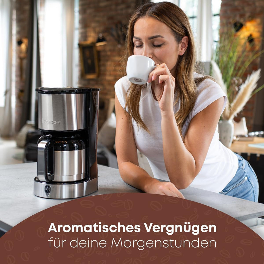 Cafetieră Clatronic® cu carafă termos pentru 8–10 cești de cafea (aprox. 1,2 l) | Cafetieră cu filtru din oțel inoxidabil | Carafă termos cu pereți dubli | Fără pierderi de temperatură | Cafetieră de 800 W | KA 3805